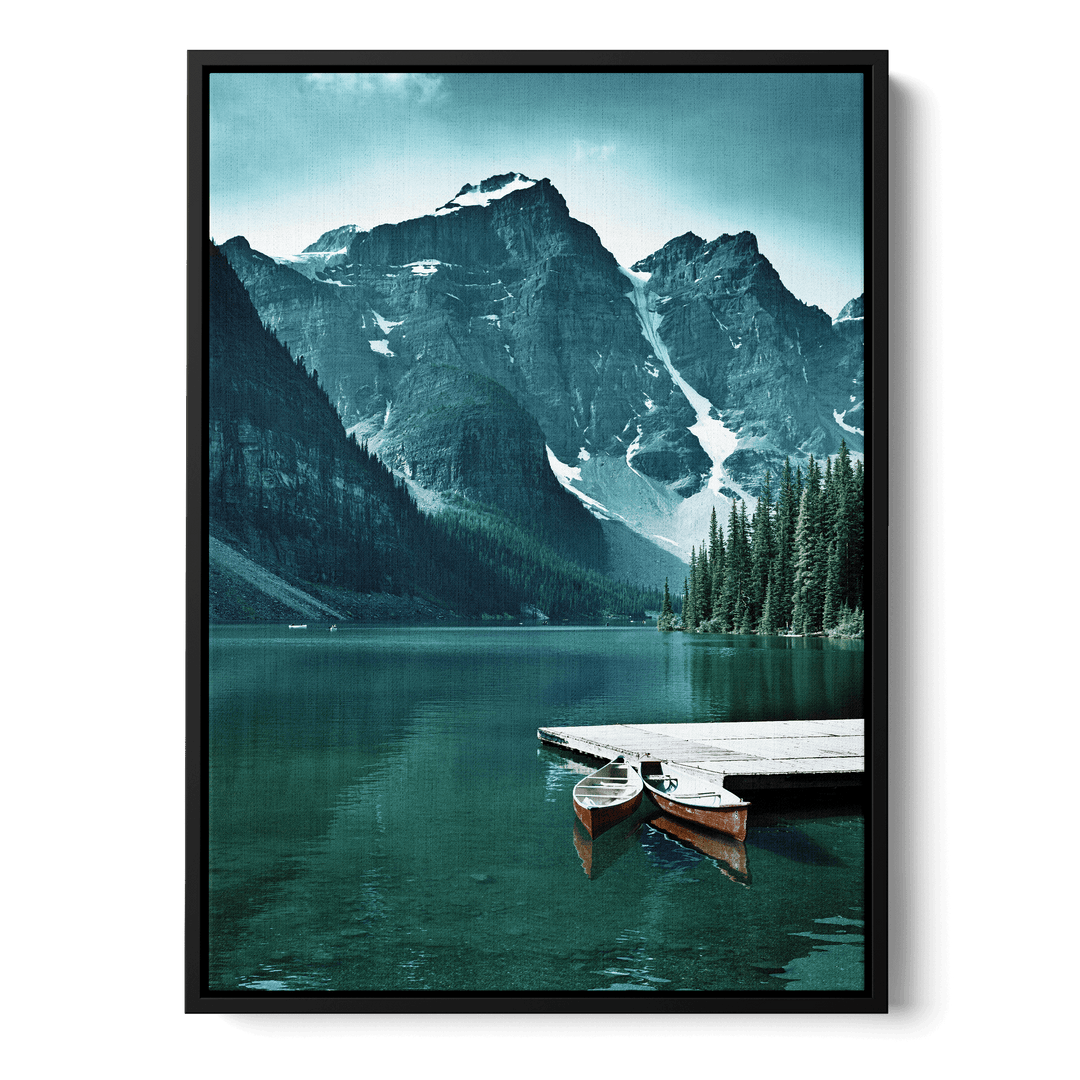 Canoes In The Lake Canvas