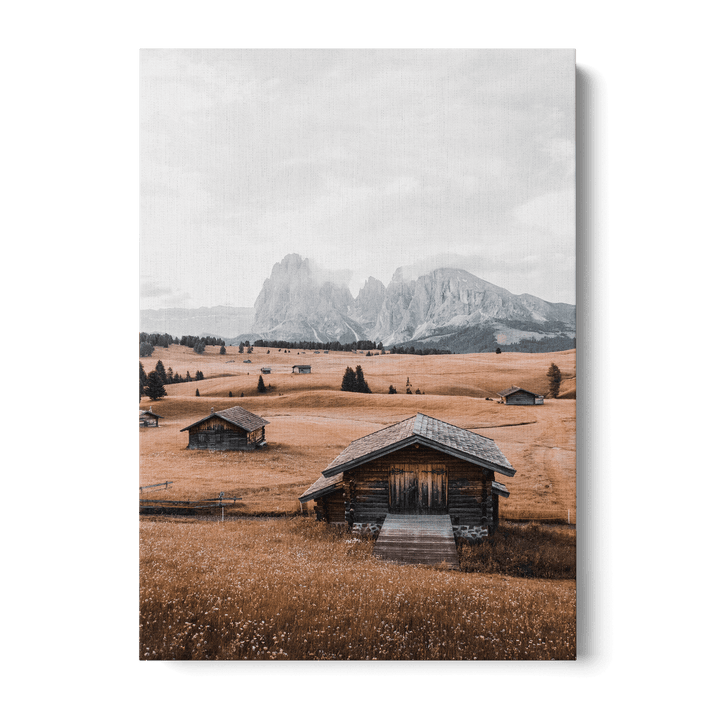 Wooden Houses In The Field Canvas