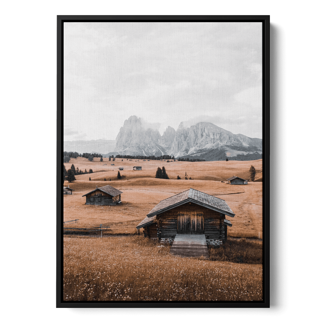 Wooden Houses In The Field Canvas