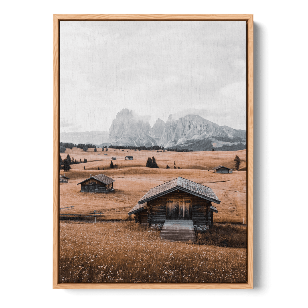 Wooden Houses In The Field Canvas