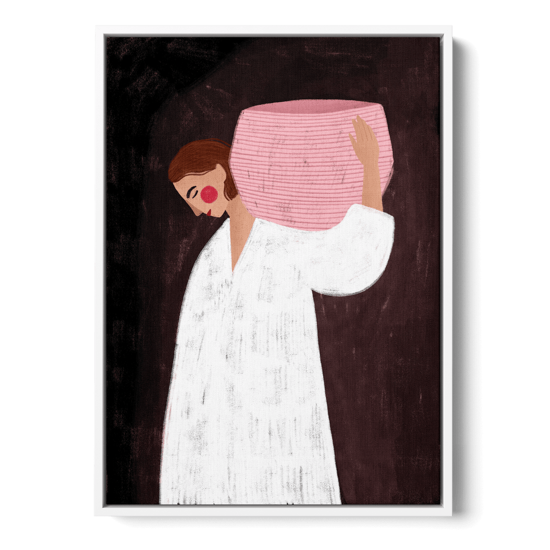 Woman With Pink Basket Canvas