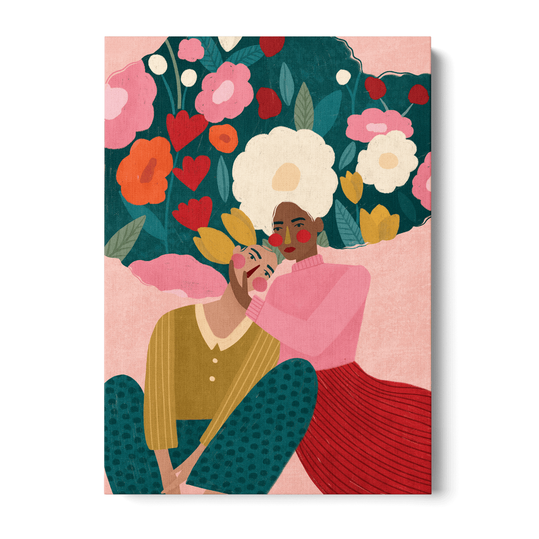 Couple In Floral Embrace Canvas