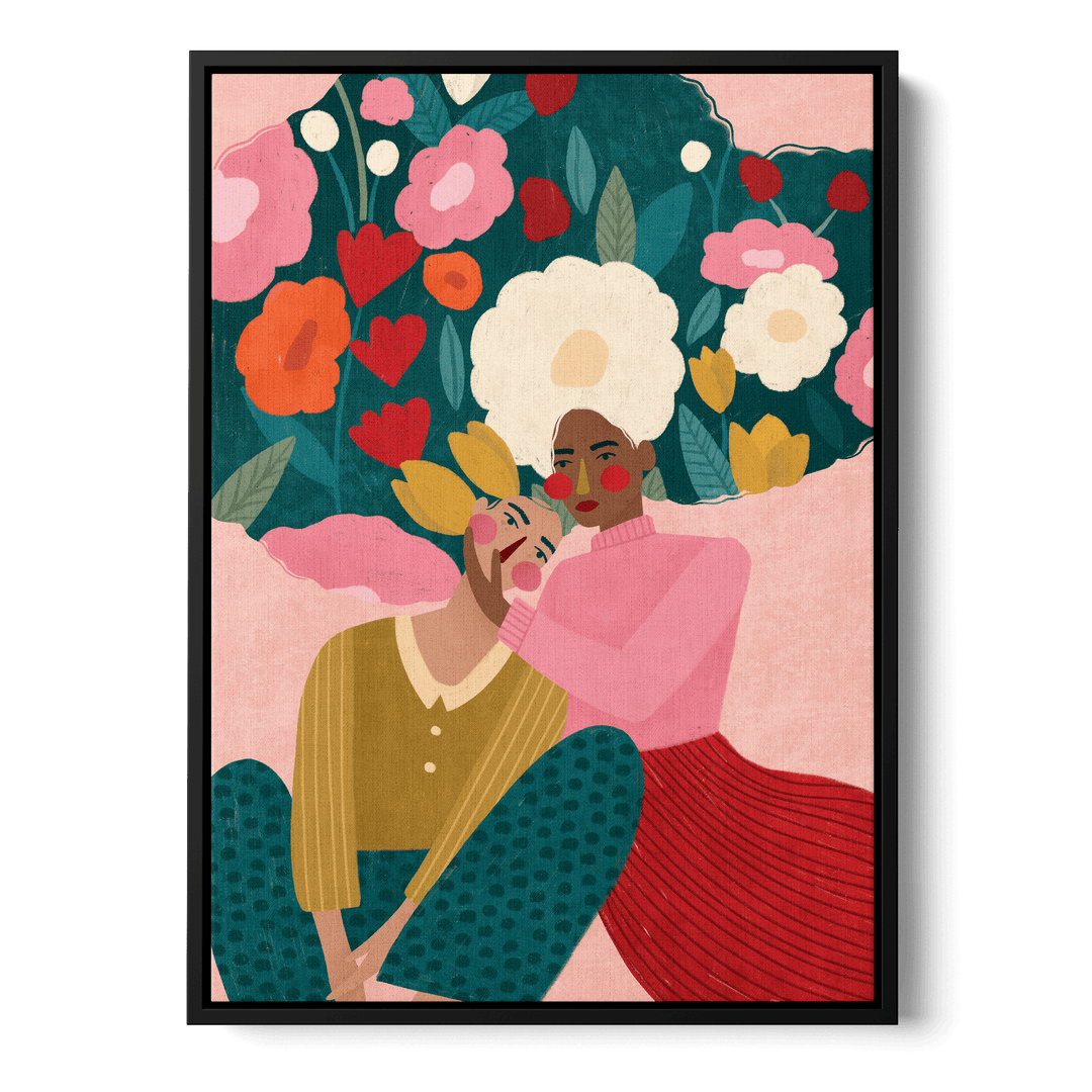Couple In Floral Embrace Canvas