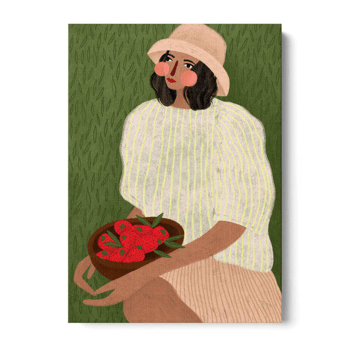 Woman With Strawberries Canvas