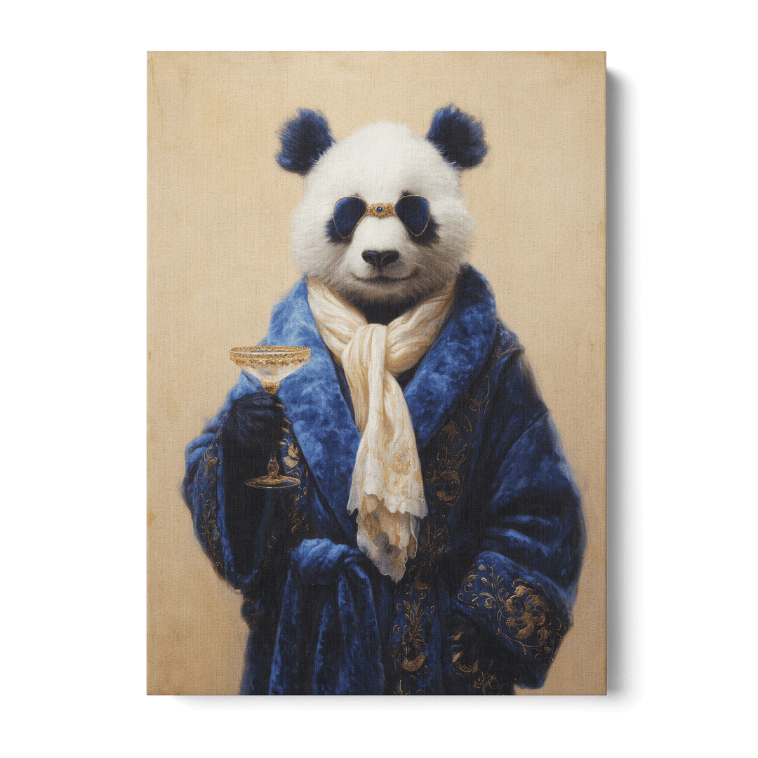 Panda In Blue Velvet Robe Canvas