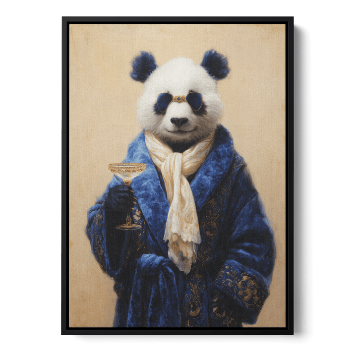 Panda In Blue Velvet Robe Canvas