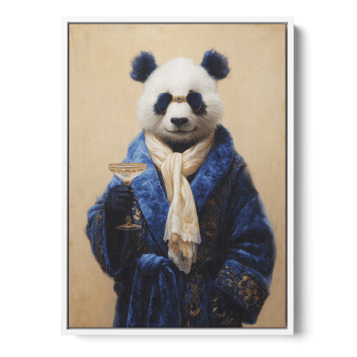 Panda In Blue Velvet Robe Canvas