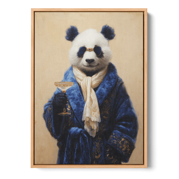 Panda In Blue Velvet Robe Canvas
