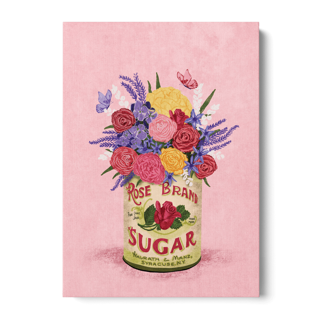 Flowers Vintage Sugar Can Canvas
