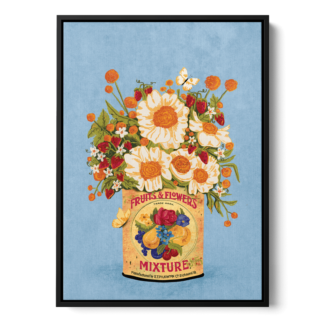 Flowers Vintage Tea Can Canvas