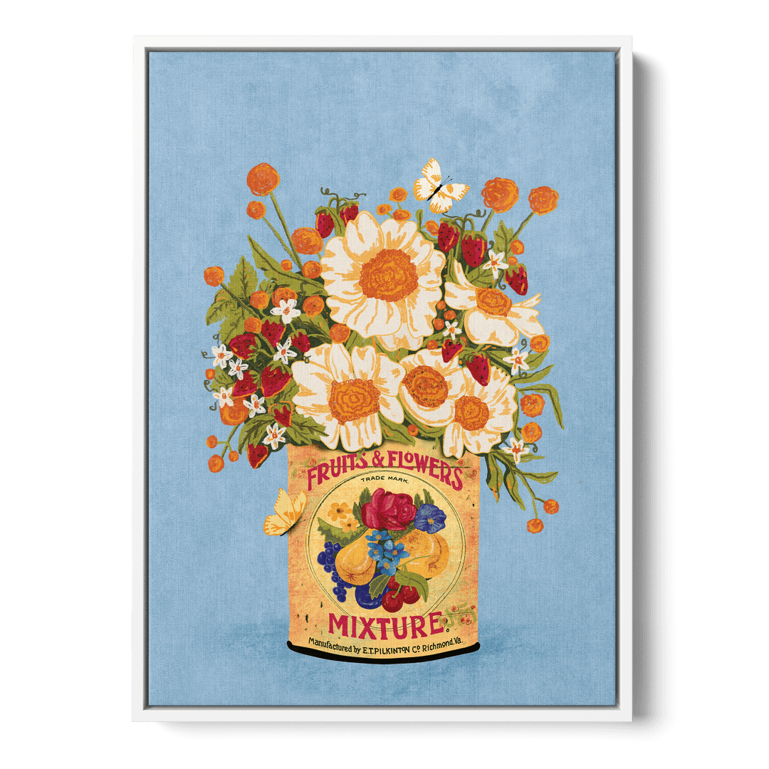 Flowers Vintage Tea Can Canvas