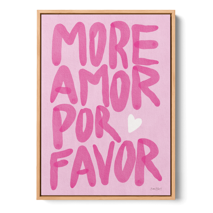 More Amor Por Favor Pink Canvas