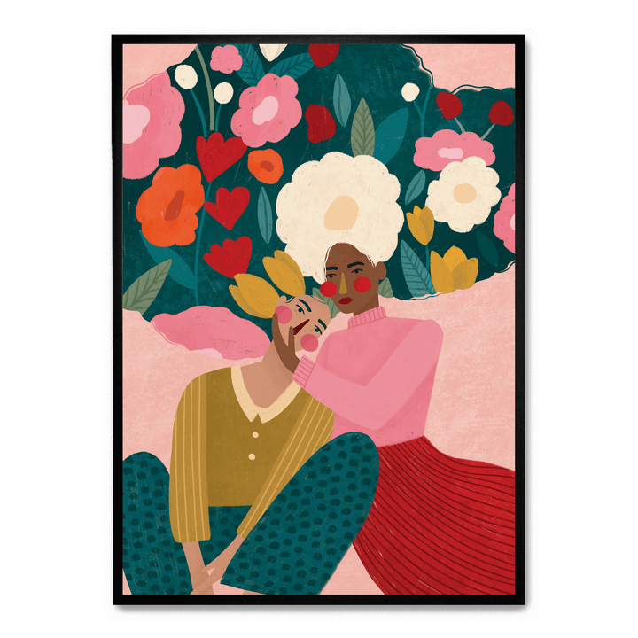 Couple In Floral Embrace