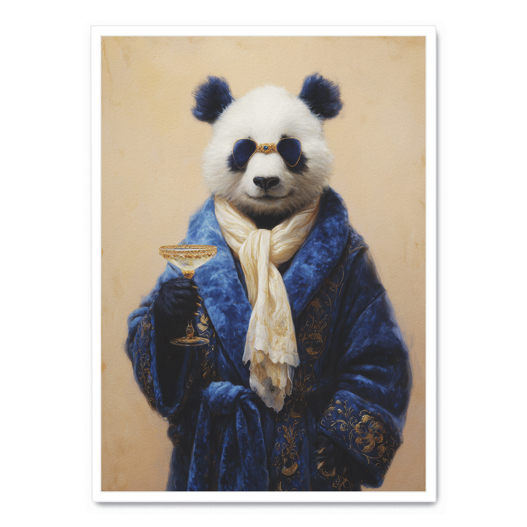 Panda In Blue Velvet Robe