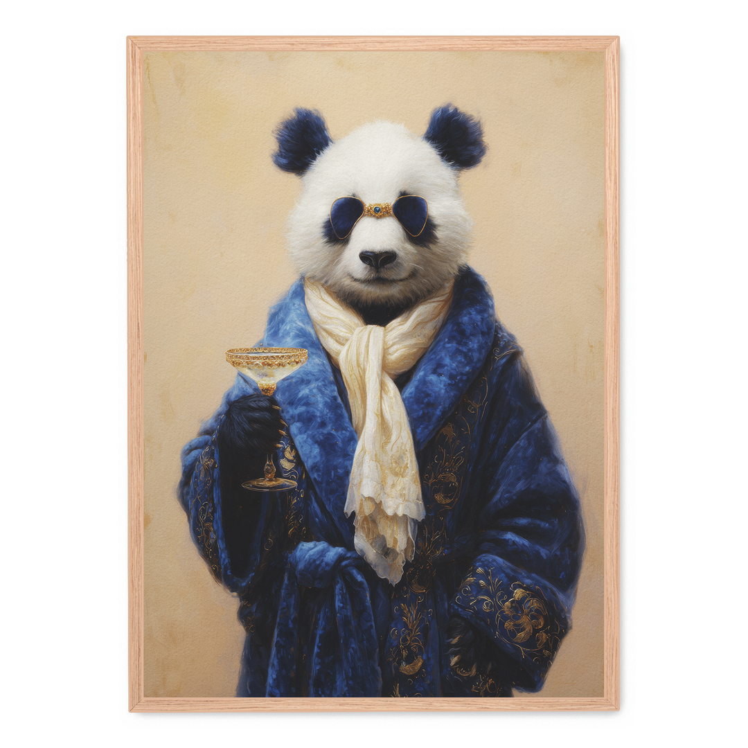 Panda In Blue Velvet Robe