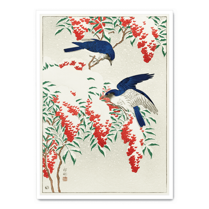 Ohara Koson - Flycatchers In Snow