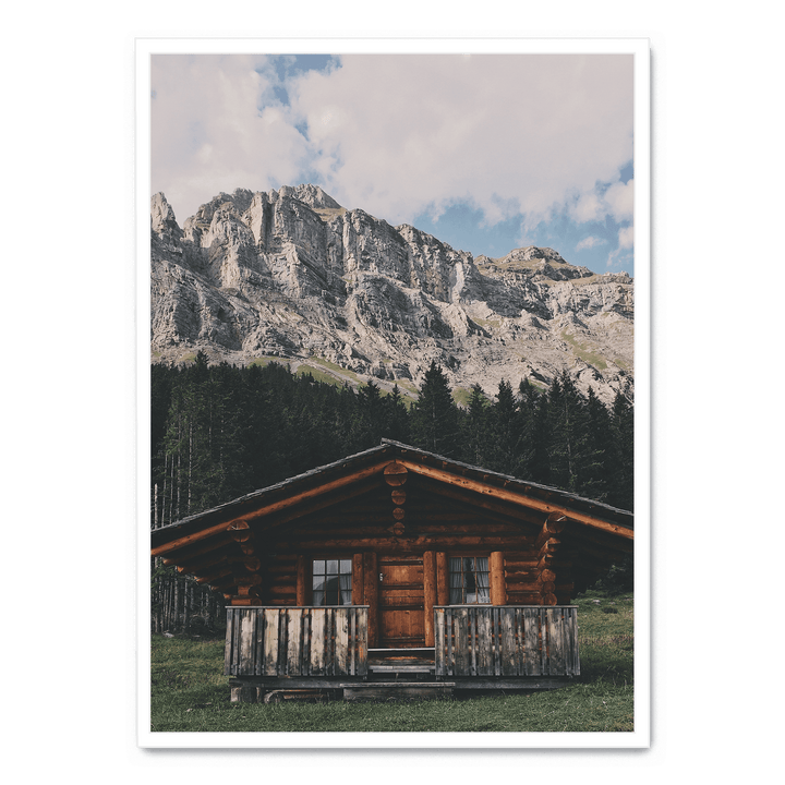 Wooden House And Mountains