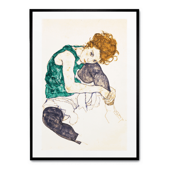 Sitzende Frau Mit Hochgezogenem Knie