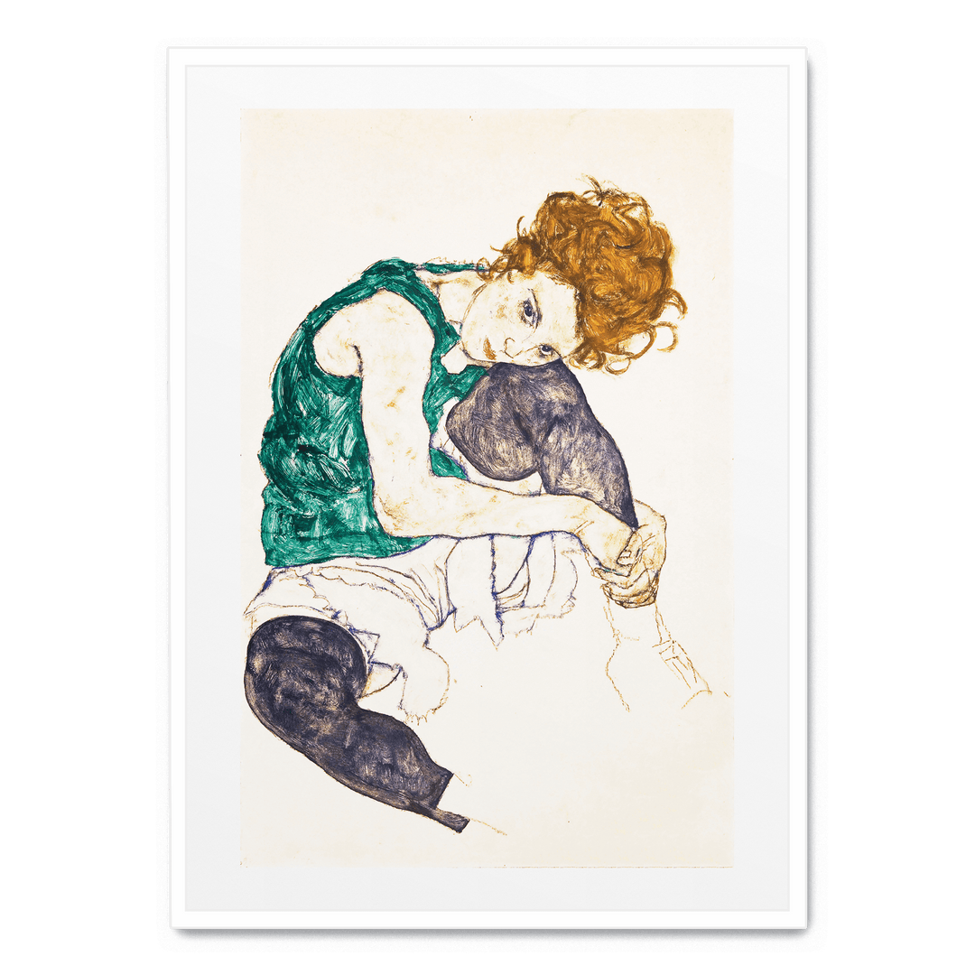 Sitzende Frau Mit Hochgezogenem Knie