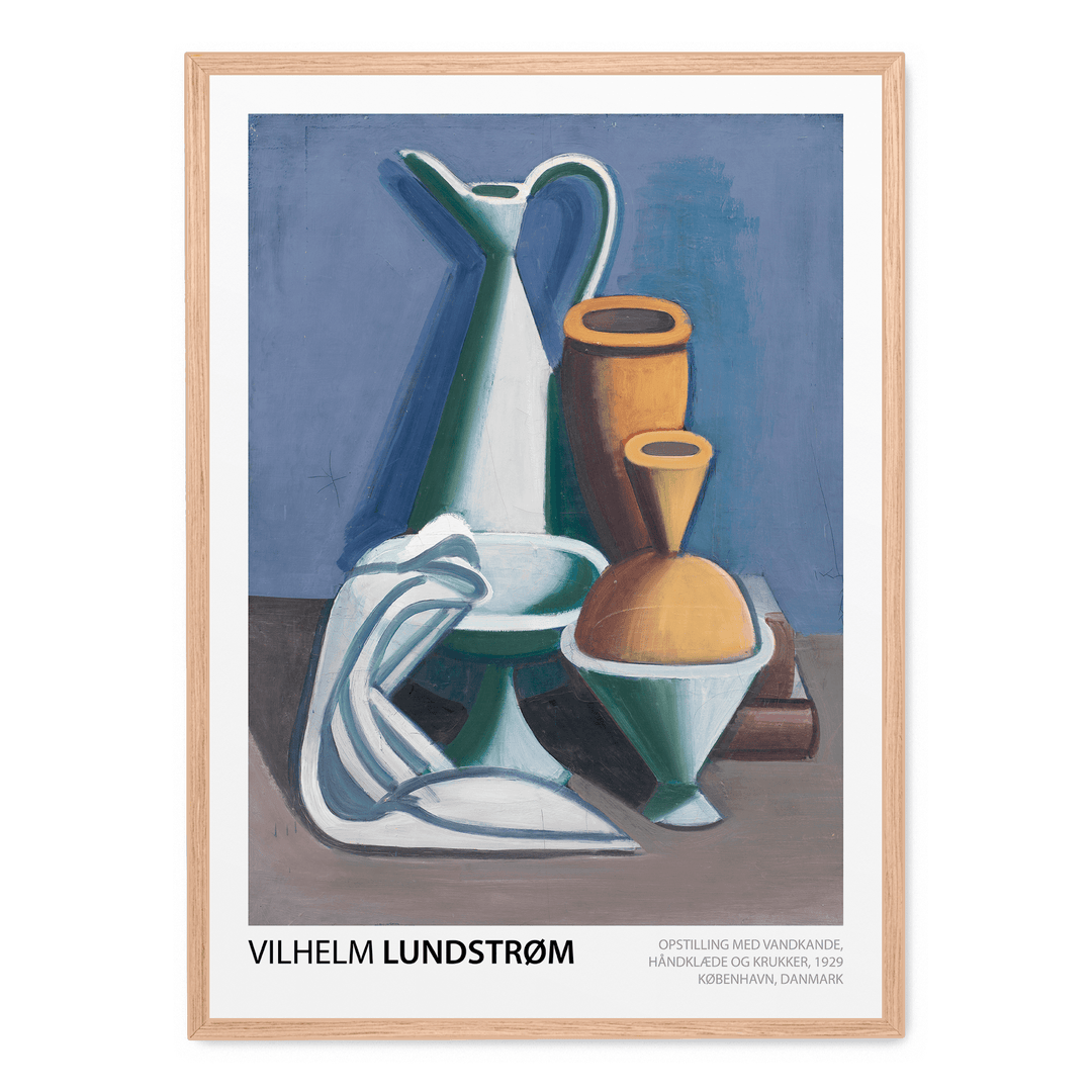 Opstilling Med Vandkande, Håndklæde Og Krukker