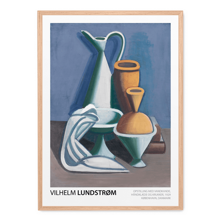 Opstilling Med Vandkande, Håndklæde Og Krukker