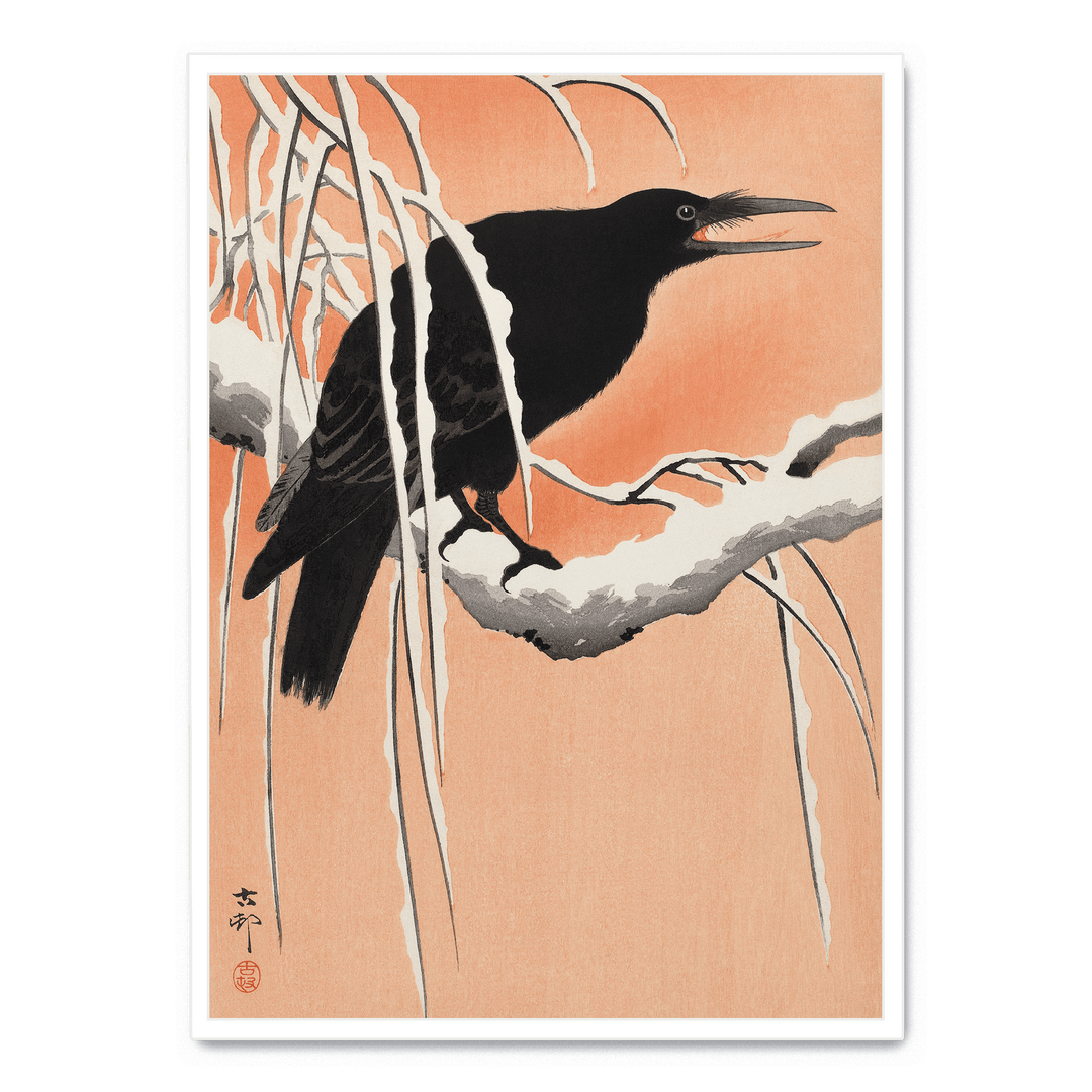 Crow On Snowy Branch