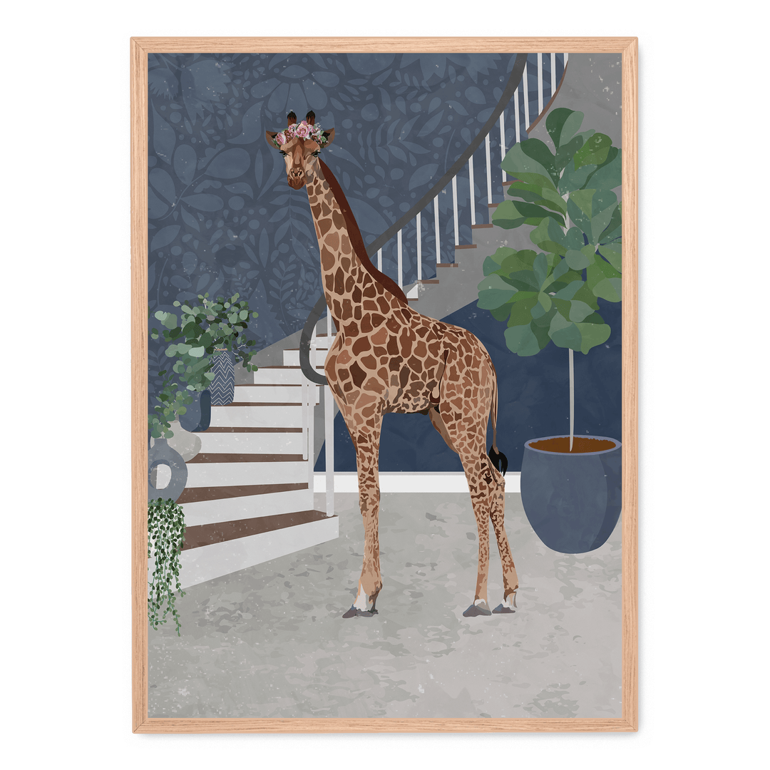 Giraffe By The Stairs